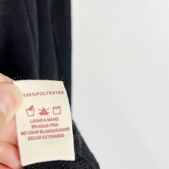 Hem & Thread Medium M Black Lace Up Sleeve Pullover Sweatshirt Crew Neck - Picture 8 of 8